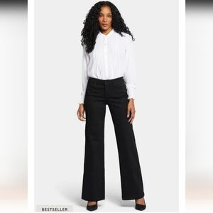 NYDJ Teresa Trouser Lift Tuck Wide Leg Jeans Pants Size 2 NWT Black
